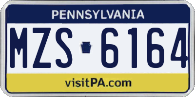 PA license plate MZS6164
