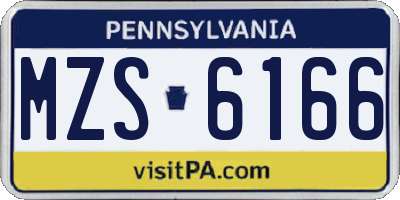 PA license plate MZS6166