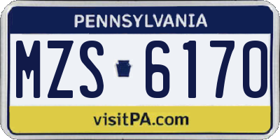 PA license plate MZS6170