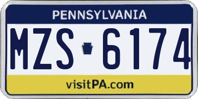 PA license plate MZS6174