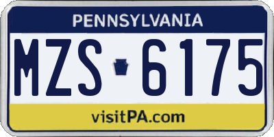 PA license plate MZS6175