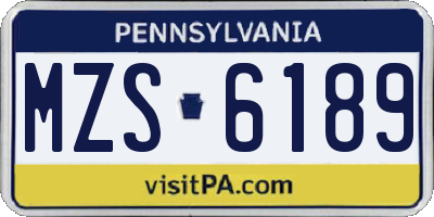 PA license plate MZS6189