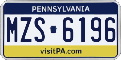 PA license plate MZS6196