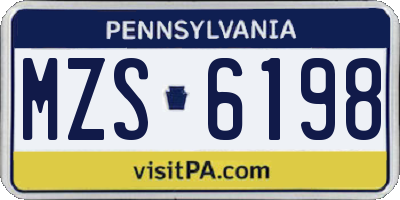 PA license plate MZS6198