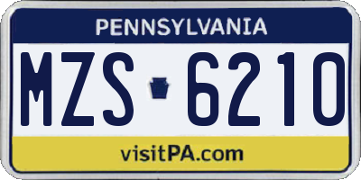 PA license plate MZS6210