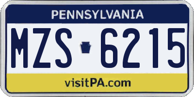 PA license plate MZS6215
