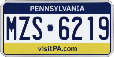 PA license plate MZS6219