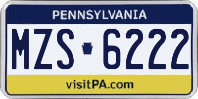 PA license plate MZS6222