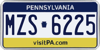 PA license plate MZS6225