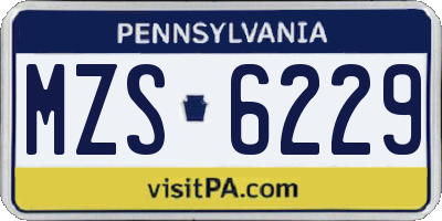 PA license plate MZS6229
