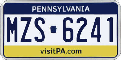 PA license plate MZS6241