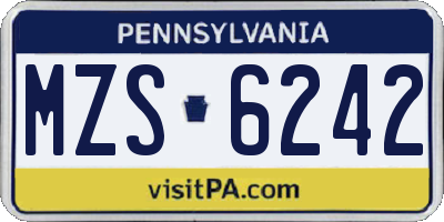 PA license plate MZS6242