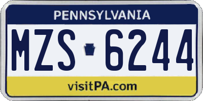 PA license plate MZS6244