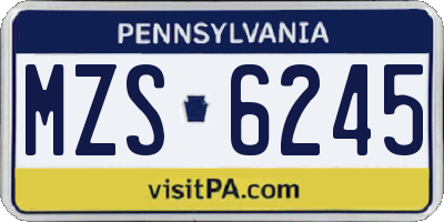 PA license plate MZS6245