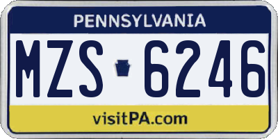 PA license plate MZS6246