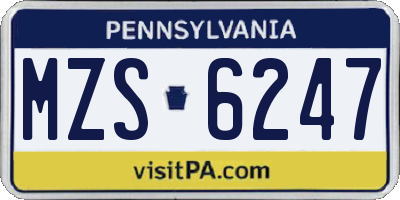 PA license plate MZS6247