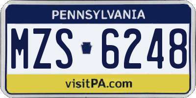 PA license plate MZS6248