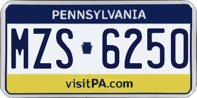 PA license plate MZS6250