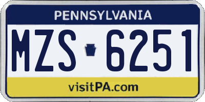 PA license plate MZS6251