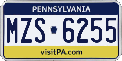 PA license plate MZS6255