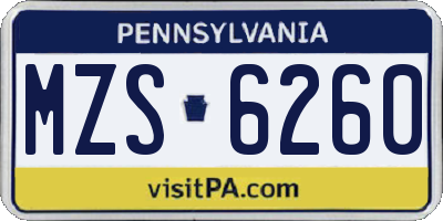 PA license plate MZS6260