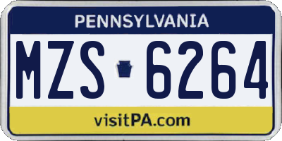 PA license plate MZS6264