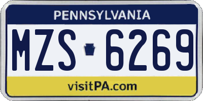 PA license plate MZS6269