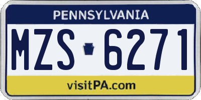 PA license plate MZS6271