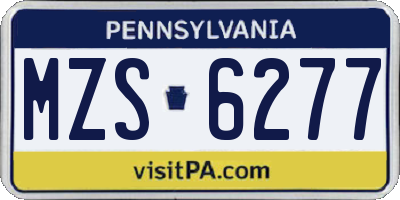PA license plate MZS6277