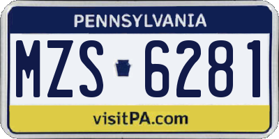 PA license plate MZS6281