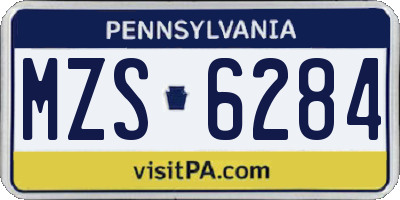 PA license plate MZS6284