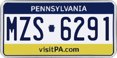 PA license plate MZS6291