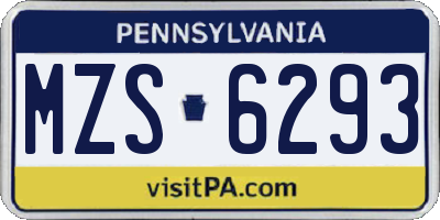 PA license plate MZS6293