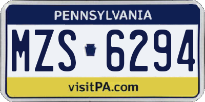 PA license plate MZS6294