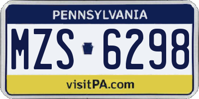 PA license plate MZS6298