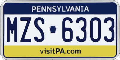 PA license plate MZS6303
