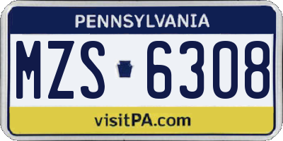 PA license plate MZS6308