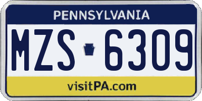 PA license plate MZS6309