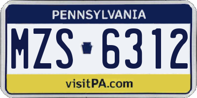 PA license plate MZS6312