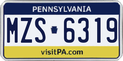 PA license plate MZS6319