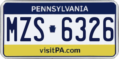 PA license plate MZS6326