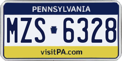 PA license plate MZS6328