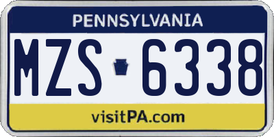 PA license plate MZS6338