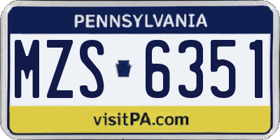 PA license plate MZS6351