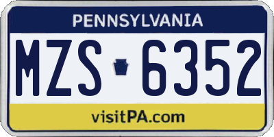 PA license plate MZS6352
