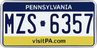 PA license plate MZS6357