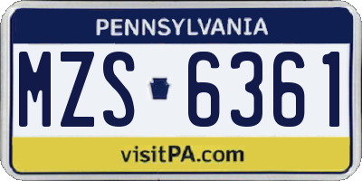 PA license plate MZS6361