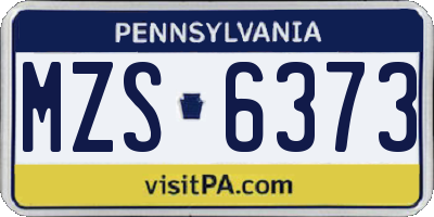 PA license plate MZS6373