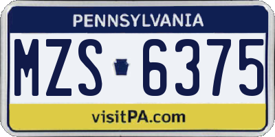 PA license plate MZS6375
