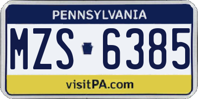 PA license plate MZS6385
